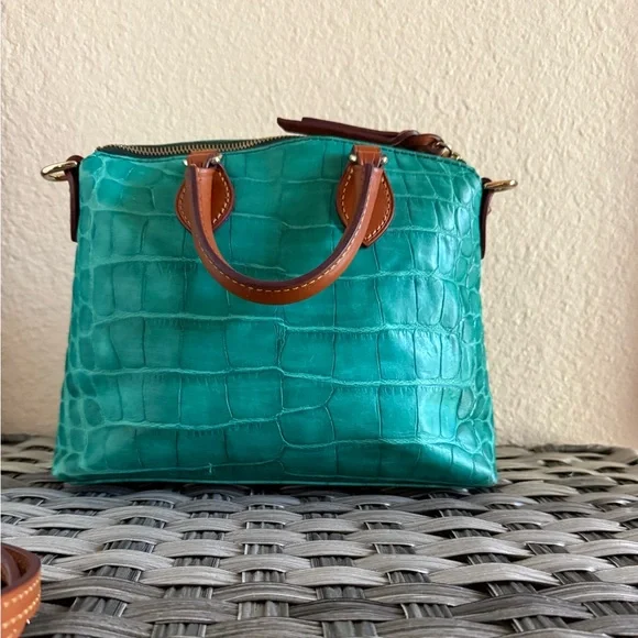 **SOLD** Dooney & Bourke Mini Turquoise Croco Embossed Satchel Bag - Picture 6 of 17